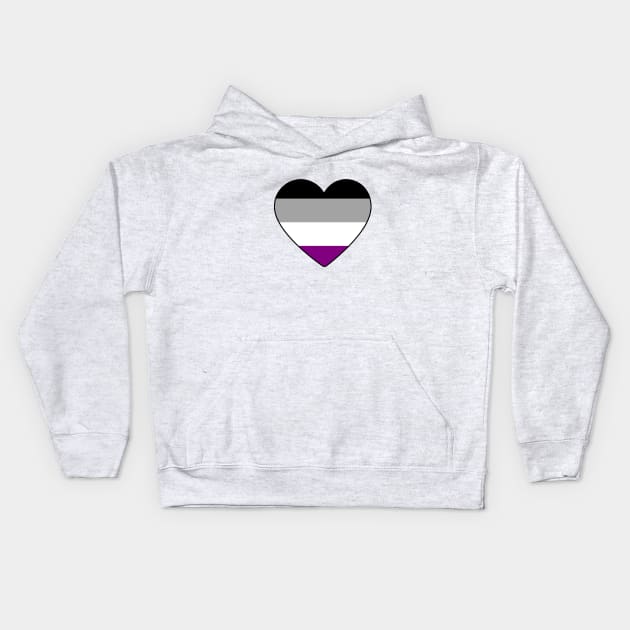 Asexual Pride Heart Kids Hoodie by LittleGreenHat